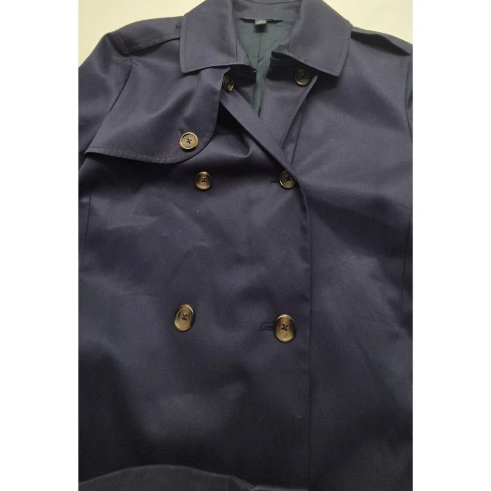Brooks Brothers 346‎ women's navy blue trench coat buttons belted stretch sz 4